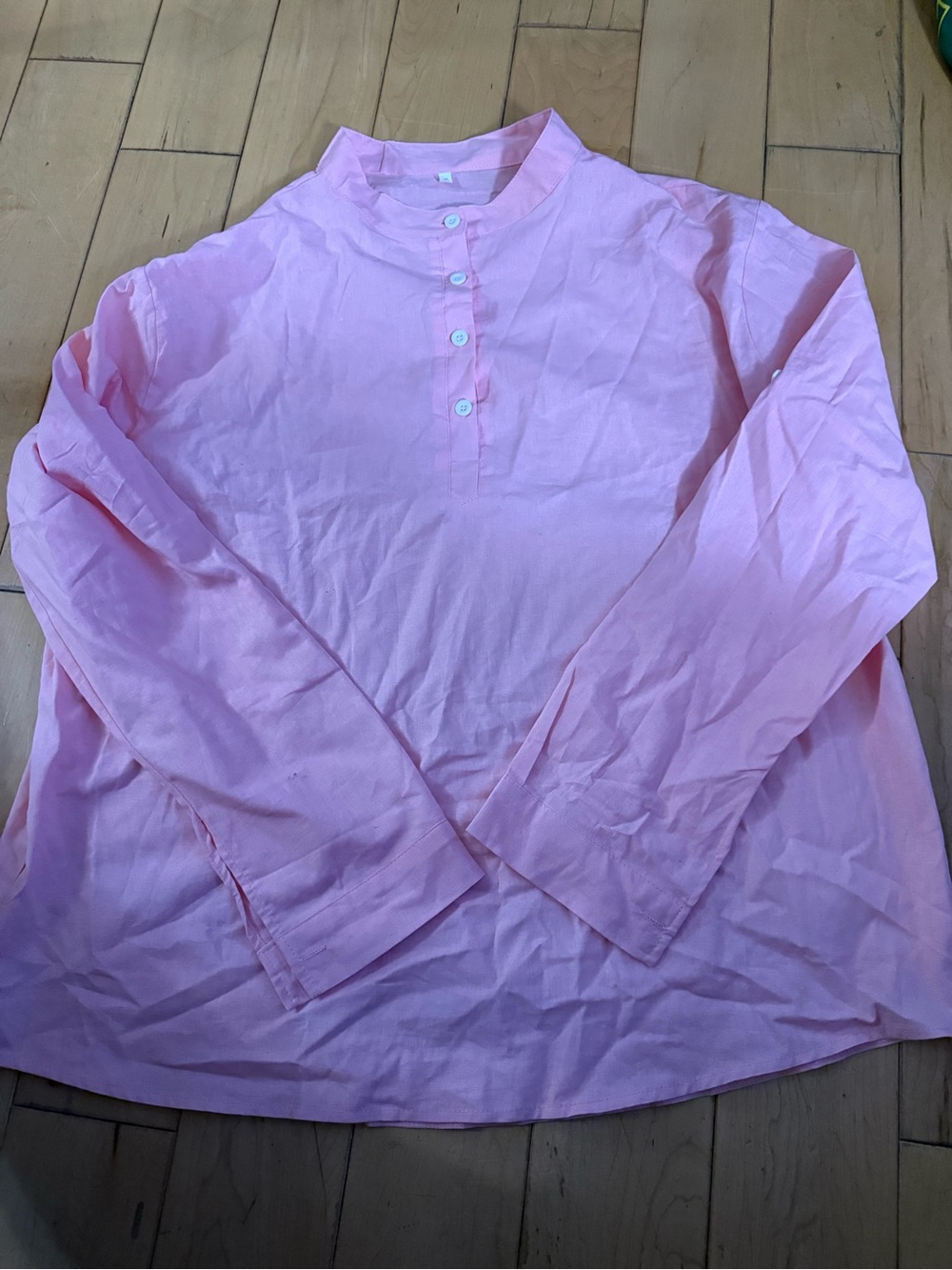 Women’s  Pink Long-Sleeve Henley Shirt